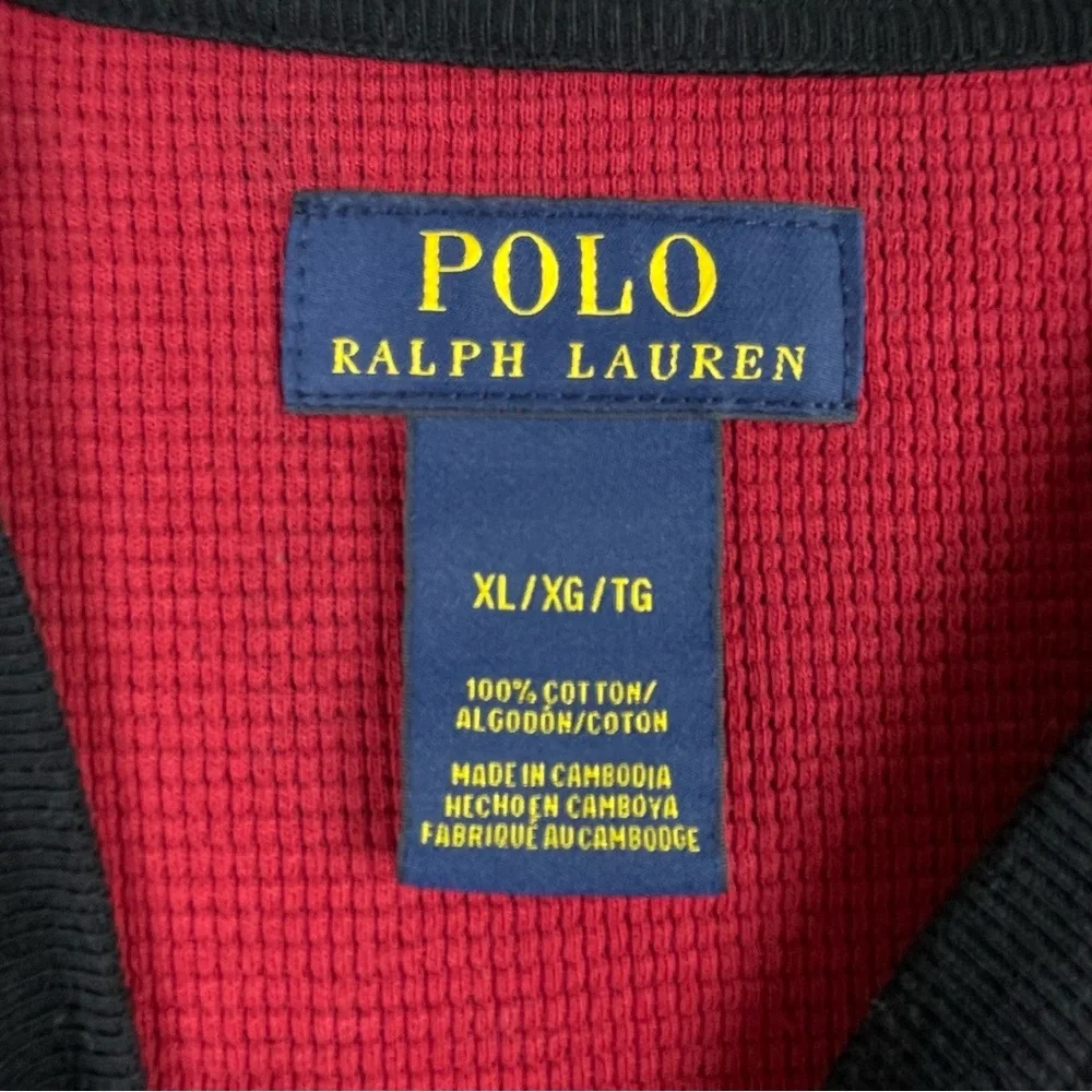 Men's Polo Ralph Lauren Black & Red Plaid Long Sleeve Flannel XL0063‎